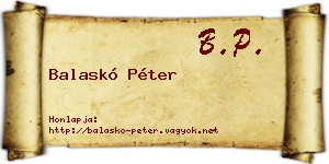 Balaskó Péter névjegykártya