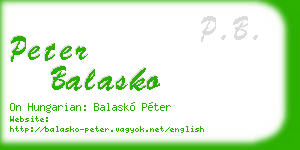 peter balasko business card